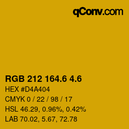 カラーコード: RGB 212 164.6 4.6 | qconv.com
