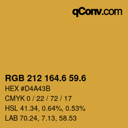 カラーコード: RGB 212 164.6 59.6 | qconv.com