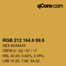 カラーコード: RGB 212 164.6 69.6 | qconv.com