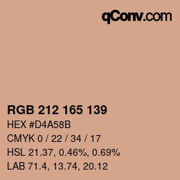 Color code: RGB 212 165 139 | qconv.com