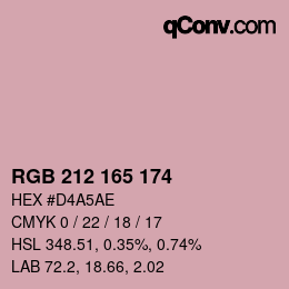 颜色代码: RGB 212 165 174 | qconv.com
