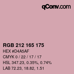 Código de color: RGB 212 165 175 | qconv.com
