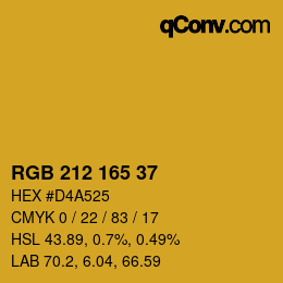 Color code: RGB 212 165 37 | qconv.com