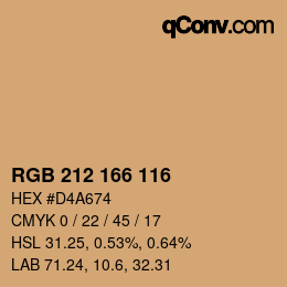 Color code: RGB 212 166 116 | qconv.com