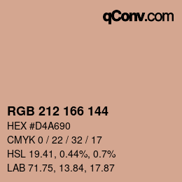 カラーコード: RGB 212 166 144 | qconv.com