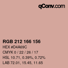 カラーコード: RGB 212 166 156 | qconv.com