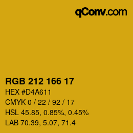カラーコード: RGB 212 166 17 | qconv.com