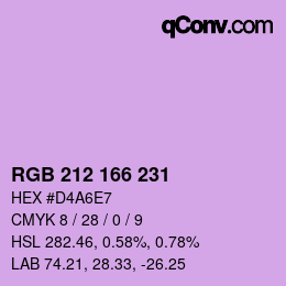 Color code: RGB 212 166 231 | qconv.com