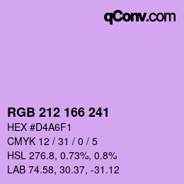 Color code: RGB 212 166 241 | qconv.com