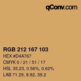 Color code: RGB 212 167 103 | qconv.com