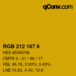 颜色代码: RGB 212 167 8 | qconv.com