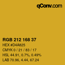 Color code: RGB 212 168 37 | qconv.com