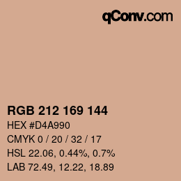 Color code: RGB 212 169 144 | qconv.com