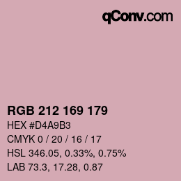 Color code: RGB 212 169 179 | qconv.com