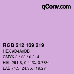 Color code: RGB 212 169 219 | qconv.com