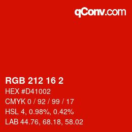 Color code: RGB 212 16 2 | qconv.com