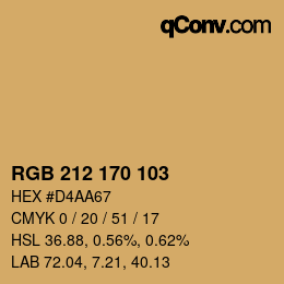 Color code: RGB 212 170 103 | qconv.com