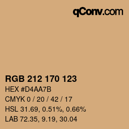Color code: RGB 212 170 123 | qconv.com