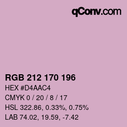 カラーコード: RGB 212 170 196 | qconv.com