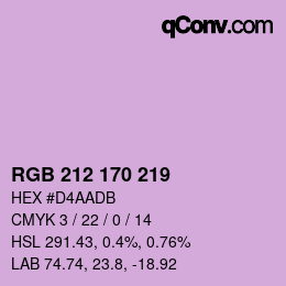 Color code: RGB 212 170 219 | qconv.com