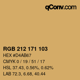 Color code: RGB 212 171 103 | qconv.com