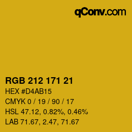 カラーコード: RGB 212 171 21 | qconv.com