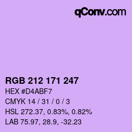 Color code: RGB 212 171 247 | qconv.com