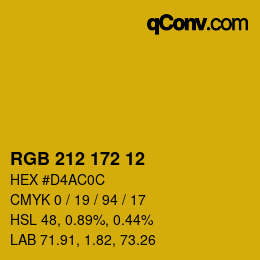 Color code: RGB 212 172 12 | qconv.com