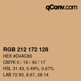 カラーコード: RGB 212 172 128 | qconv.com