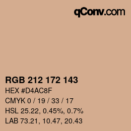 カラーコード: RGB 212 172 143 | qconv.com