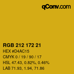 Color code: RGB 212 172 21 | qconv.com
