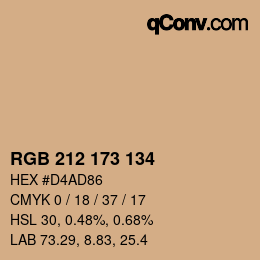 Color code: RGB 212 173 134 | qconv.com