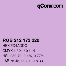 Color code: RGB 212 173 220 | qconv.com