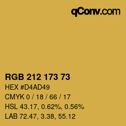 颜色代码: RGB 212 173 73 | qconv.com