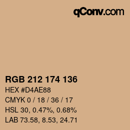 Color code: RGB 212 174 136 | qconv.com