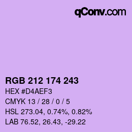 Color code: RGB 212 174 243 | qconv.com