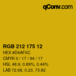 Color code: RGB 212 175 12 | qconv.com