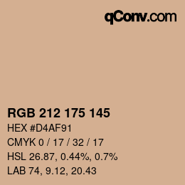 Color code: RGB 212 175 145 | qconv.com
