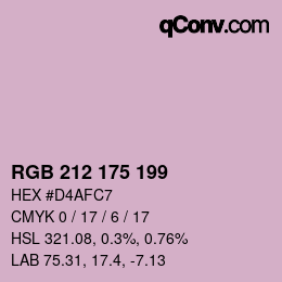 Color code: RGB 212 175 199 | qconv.com