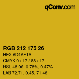Color code: RGB 212 175 26 | qconv.com