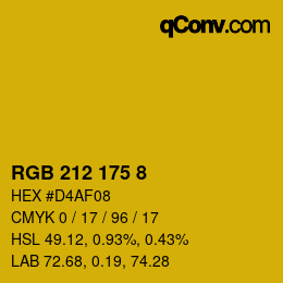颜色代码: RGB 212 175 8 | qconv.com