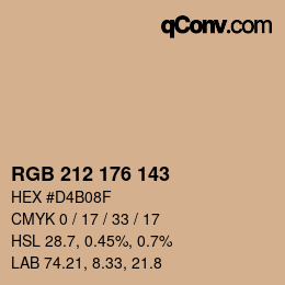 カラーコード: RGB 212 176 143 | qconv.com