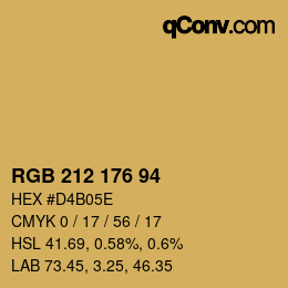 カラーコード: RGB 212 176 94 | qconv.com