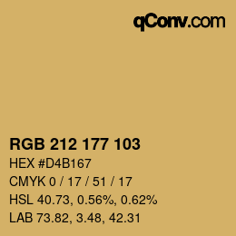 Color code: RGB 212 177 103 | qconv.com