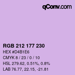 Color code: RGB 212 177 230 | qconv.com