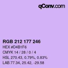 Color code: RGB 212 177 246 | qconv.com