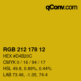カラーコード: RGB 212 178 12 | qconv.com