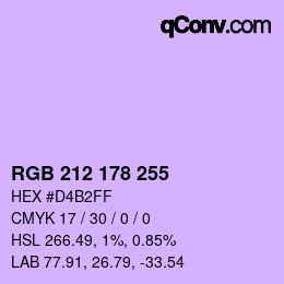 カラーコード: RGB 212 178 255 | qconv.com