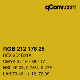 Color code: RGB 212 178 26 | qconv.com