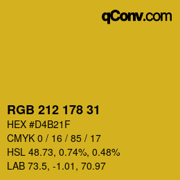 Color code: RGB 212 178 31 | qconv.com
